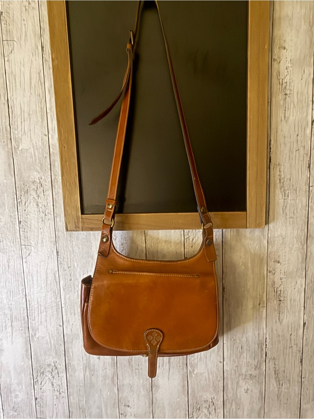 Patricia Nash Saddlebag Shoulder Bag Crossbody, Tan Leather